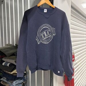 Vintage Russell Athletic Mens XL Navy Blue TLC The Lowes Commitment Sweatshirt